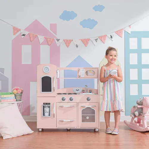 Miniatura 3 de Teamson Kids Little Chef Westchester Retro - Juego de cocina de madera para niños, para niños pequeños, niños y niñas, color rosa