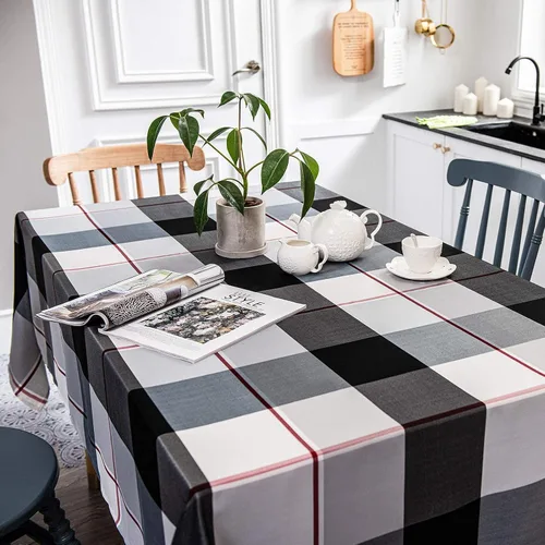Miniatura 3 de Melodieux Mantel rectangular a cuadros para exteriores, impermeable, resistente a las arrugas, decoración clásica de mesa, fiesta, cocina, comedor