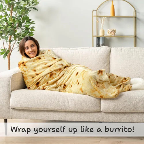 Miniatura 2 de PAVILIA Burritos - Cobija de tortilla de harina gigante para regalo, manta redonda de burrito de doble cara, divertidos regalos de broma