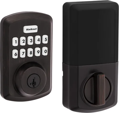 Miniatura 10 de Kwikset Powerbolt 250 - Cerradura electrónica de transición con teclado de 10 botones, color negro mate, con cómoda entrada sin llave, códigos