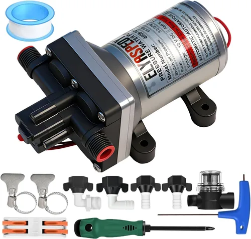 Miniatura 11 de 2025 mejorada 2088-422-144 bomba de agua dulce para RV, bomba de agua de diafragma autocebante de 12 V 3.3 GPM, 45 PSI, incluye interruptor