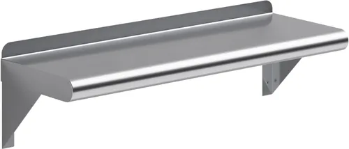 AmGood Estante de pared de acero inoxidable de 24 pulgadas de largo x 8 pulgadas de profundidad | Certificado NSF | Estantería de metal para