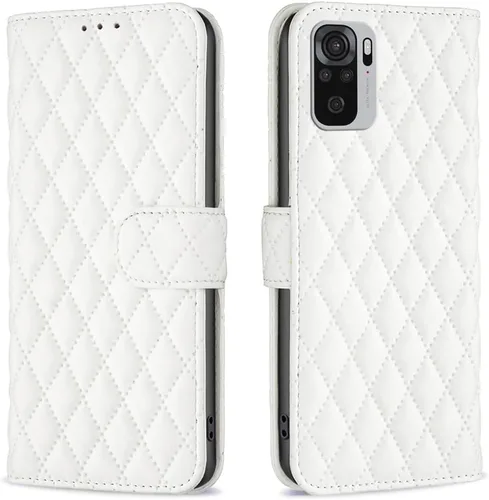 Miniatura 9 de Case for Xiaomi Redmi Note 10 4G/Note 10S,Rhombus Lambskin Pattern Premium Leather Wallet Kickstand Flip Case Magnetic Clasp Cover Blue