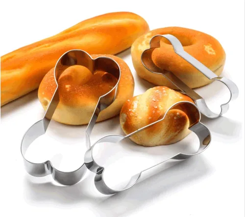 Miniatura 5 de Juego de cortadores de galletas con forma de hueso de perro, molde de galletas de acero inoxidable para perros y gatos Dogbone