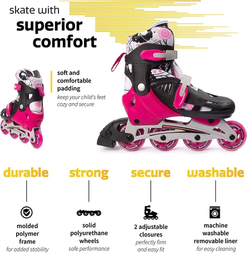 Miniatura 2 de New-Bounce - Patines en línea para niñas y niños, patines ajustables para exteriores para niños de 8 a 12 años para principiantes y avanzados