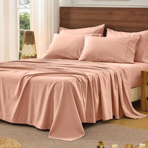 Miniatura 43 de Bedlifes Juego de sábanas de 100 % lino francés tamaño Queen, estampado floral, patrón botánico transpirable, bolsillo profundo de 16 pulgadas, 4