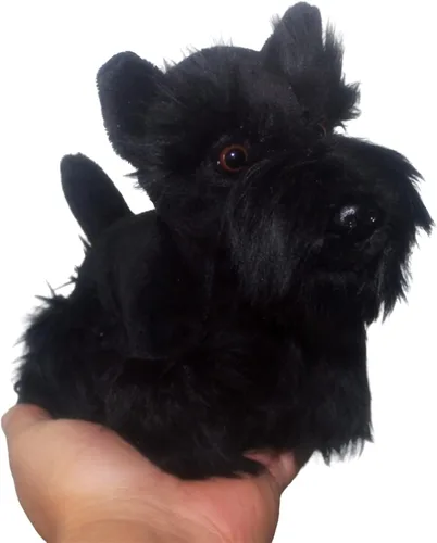 Peluche de Schnauzer negro realista de 7 pulgadas, lindo animal de peluche de Aberdeen Terrier de peluche, lindo muñeco de almohada para decoración