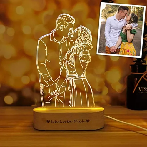 Miniatura 2 de Luz nocturna personalizada, marco de fotos acrílico en 3D, marco de fotos, aniversario, boda, Navidad, regalos de cumpleaños para él y su esposa
