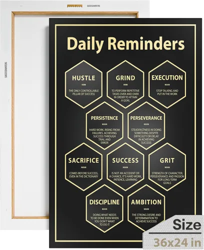 Miniatura 41 de Decoración de pared motivacional – Arte para colgar en la oficina, lienzo de reglas de trabajo, decoración de pared inspiradora, obra de arte En