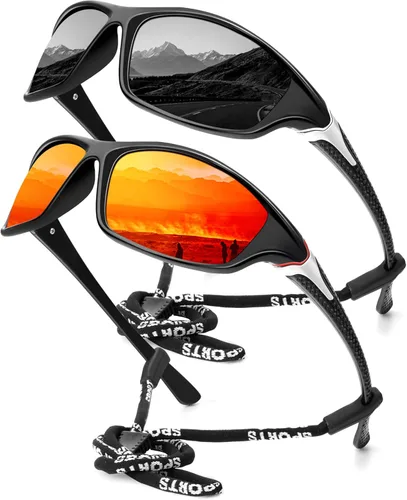 Miniatura 15 de KALIYADI 4 Pack Polarized Sunglasses-Men Sports Sun-glasses: Mens Sunglasses UV Protection for Fishing Driving Cycling A03-negro/Azul oscuro/Rojo