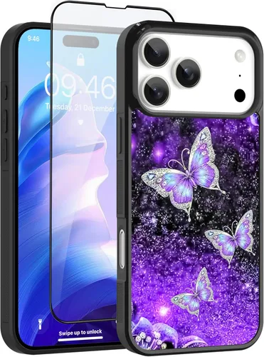 Miniatura 11 de OOK Funda Magnética para iPhone 15 Plus Diseño de Nebulosa Espacial de Flores Morado Profundo [Compatible con MagSafe] PC Duro + TPU Suave
