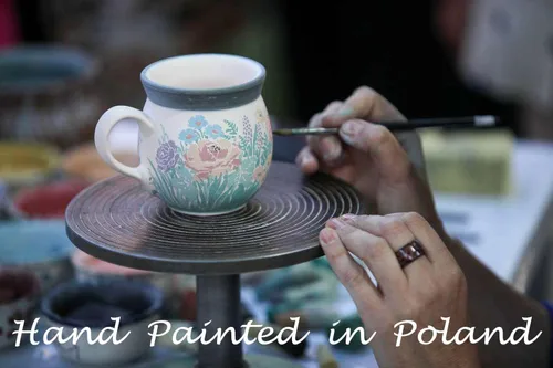 Miniatura 8 de Auténtica taza de burbujas de cerámica polaca de 13 onzas en diseño amarillo hecho a mano en Bolesławiec Polonia por Ceramika Bona + certificado