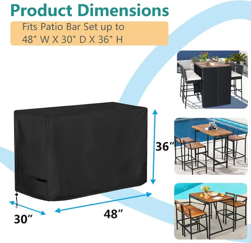 Miniatura 2 de Oslimea Funda para Juego de Comedor Alto de Patio, Funda para Mesa y Sillas de Exterior para Juego de Ratán de 5 Piezas de Altura de Bar/Muebles