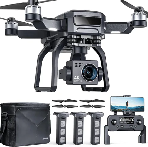 Bwine F7GB2 Pro Drones con cámara para adultos 4K UHD Aerial, cardán de 3 ejes, control de 10000 pies, tiempo de vuelo de 75 minutos con 3 baterías,