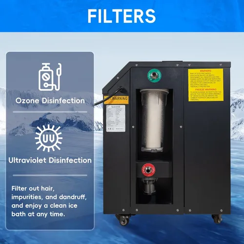 Miniatura 4 de Bañera de hielo con enfriador de agua de 1 HP, bañera inflable de inmersión fría de 216 galones con termómetro y alfombrilla absorbente de agua