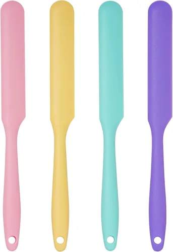 Miniatura 7 de Juego de 4 espátulas de silicona resistentes al calor, para tartas, crema y mantequilla, espátulas para mezclar, raspador de masa antiadherente