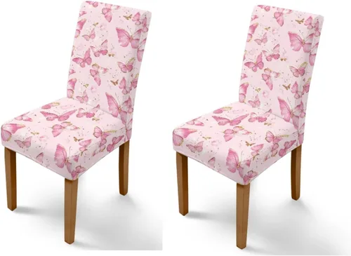 Miniatura 36 de HUGS IDEA Yellow Floral Chair Covers for Dining Room Set of 2 Flowers Kitchen Chair Covers Washable Dining Chairs Slipcovers Cubre Sillas