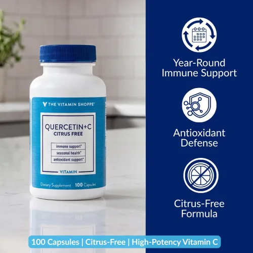 Miniatura 2 de The Vitamin Shoppe Brand Quercetin + C Citrus Free, 1400 mg de vitamina C y 500 mg de quercetina dihidrato, apoyo inmunológico, salud estacional