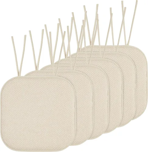 Miniatura 21 de Elegant Comfort Fundas de cojín para silla con lazos y parte trasera de goma antideslizante, espuma viscoelástica gruesa, almohadilla de cojín