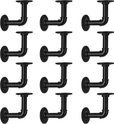 Miniatura 13 de Soporte de estante de tubo de 1/2 pulgada, soporte de estante flotante montado en la pared, soporte de metal colgante de pared punk de vapor