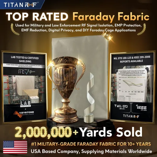 Miniatura 3 de Mission Darkness TitanRF Faraday - Kit de tela de 1 yarda/ Tela de 44" de ancho x 36" de largo + cinta de 36" de largo, material de poliéster