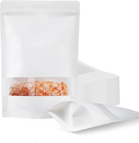Miniatura 9 de FireKylin 100 bolsas de papel marrón con ventana, bolsas de pie de 3.5 x 5.5 pulgadas, bolsas de almacenamiento de alimentos con cremallera