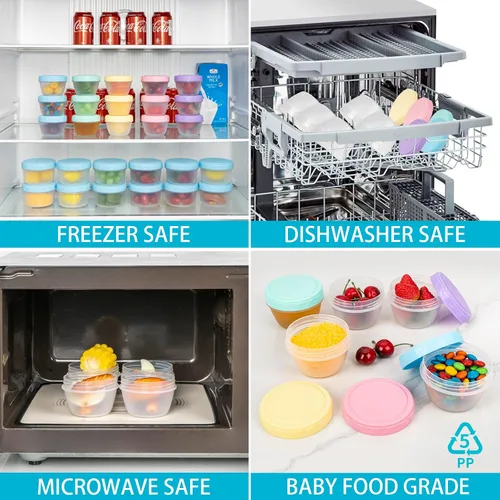 Miniatura 4 de Recipientes pequeños de alimentos con tapas para bebés y niños pequeños, paquete de 15 unidades, fácil de abrir, ultra gruesos, reutilizables, caja