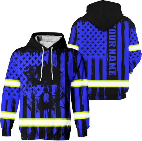 Miniatura 38 de Sudadera con capucha de alta visibilidad con la bandera de Estados Unidos para hombre, sudadera con capucha reflectante de seguridad