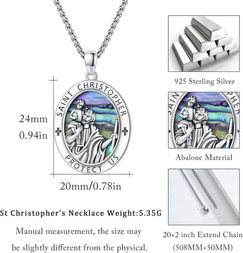 Miniatura 168 de Collar con colgante de plata de ley 925 con medalla de San Patrón, joyería religiosa para hombres y mujeres, con cadena de acero inoxidable 316L