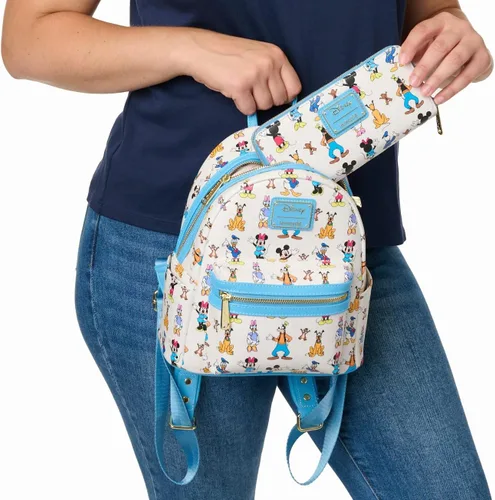 Miniatura 5 de Loungefly Disney Mickey Mouse Friends - Mini mochila para adelante y hacia atrás, Azul, Cartera de embrague