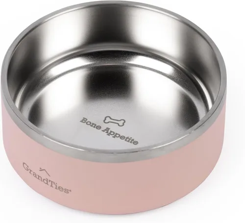 Miniatura 12 de GrandTies Cuenco de acero inoxidable para perros Comedero para mascotas reutilizable con aislamiento sin BPA Plato grande y resistente Azul
