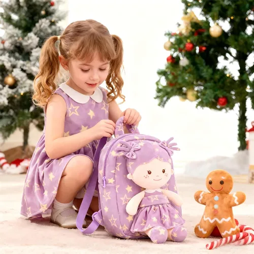 Miniatura 27 de Onetoo Mochila para niños pequeños, regalos de regreso a clases, mochilas para niñas y niños con muñecas de bebé ligeras y suaves en vestido