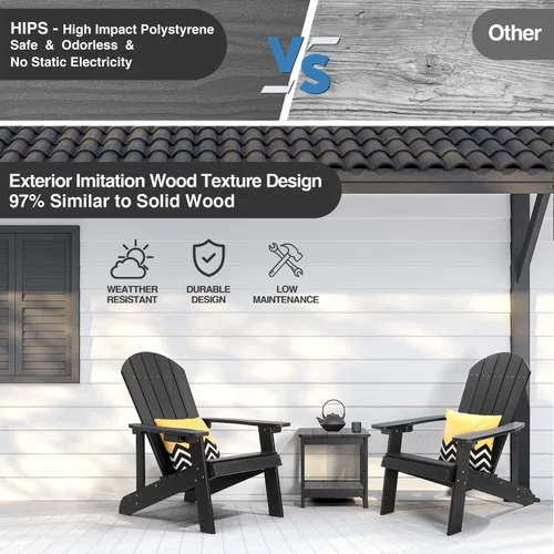 Miniatura 4 de Silla Adirondack, sillas de plástico resistentes a todo tipo de clima, con soporte para tazas, 5 pasos fáciles de instalar, sillas de exterior
