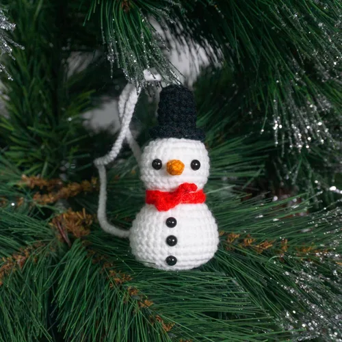 Miniatura 2 de Talataca Adorno de muñeco de nieve de ganchillo hecho a mano, colgante de espejo retrovisor de coche, decoración tejida de Navidad para el hogar