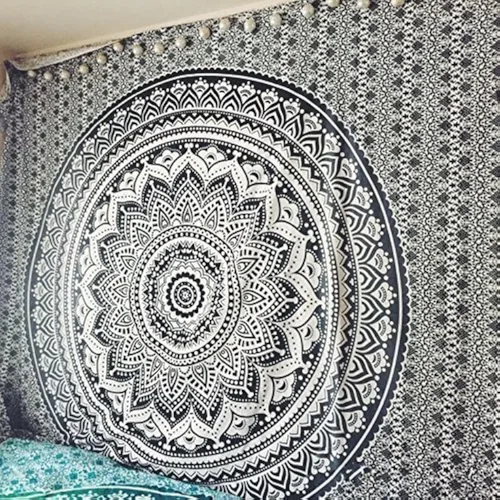 Miniatura 19 de Popular Handicrafts Original Ombre - Tapiz indio Mandala para pared, ornamento hippie, colcha bohemia con brillo metálico