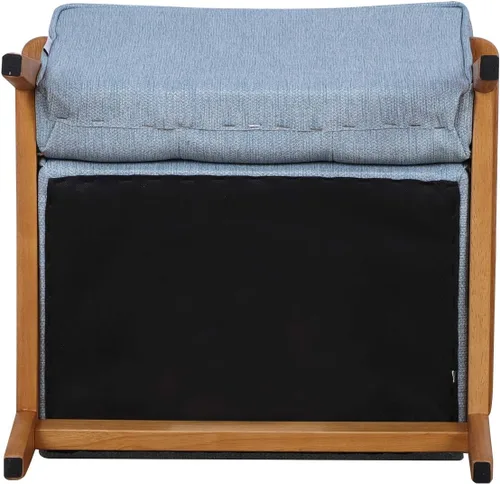 Miniatura 8 de BabyLand Sillón para niños, sofá individual para niños con estructura de madera maciza y tela de lino para regalo de niños (azul claro)