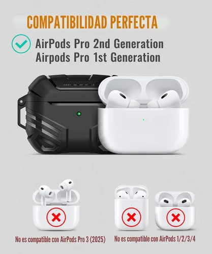 Miniatura 5 de MOBOSI Funda para AirPods Pro 2 con cerradura, compatible con funda Airpod Pro de 2ª/1ª generación, funda protectora de grado militar con kit