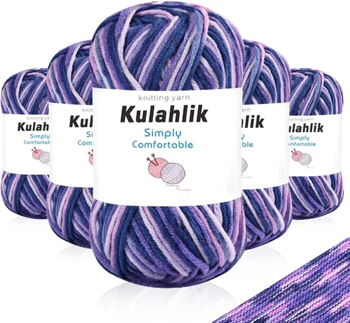 Miniatura 33 de 50g (1x50g) Hilo Acrílico para Crochet y Tejido, Hilo Degradado Colorido, 1 Rollo de Madejas, Hilo Acrílico Multicolor, Perfecto para Proyectos
