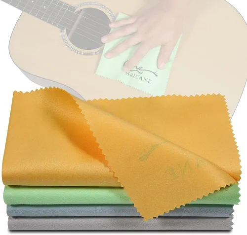 Paquete de 4 paños de guitarra de 12 x 12 pulgadas, gamuza de fibra ultrafina, paños de pulido de felpa para instrumentos musicales, paños de pulido