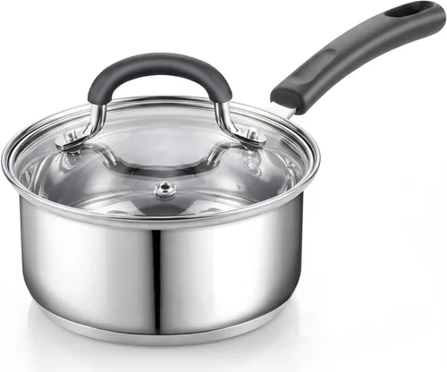 Sartén para saltear con tapa Cook N Home, de acero inoxidable 10", Plateado