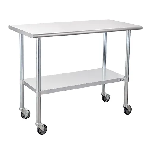 Miniatura 18 de Profeeshaw mesa de trabajo, de uso comercial, de acero inoxidable NSF con protector contra salpicaduras y estante inferior, para cocina, restaurante