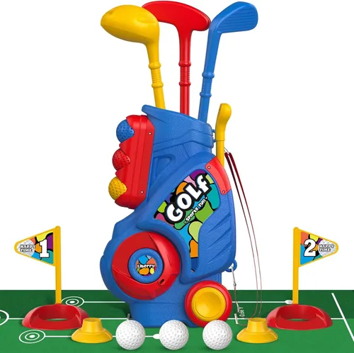 Miniatura 7 de Liberry Juego de golf para niños de 1, 2, 3, 4 años, carrito de golf mejorado para niños con diseño único de correa para el hombro, juguetes de golf