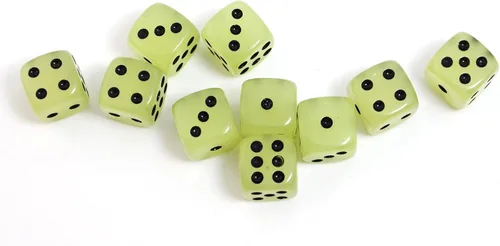 Miniatura 3 de Smartdealspro Paquete de 10 dados D6 de seis caras que brillan en la oscuridad para DND, MTG, RPG, Tenzi, Farkle, Yahtzee, Bunco, enseñanza