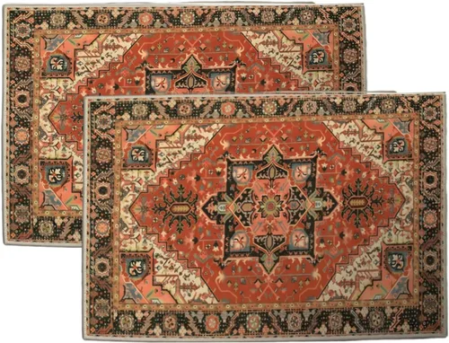 Miniatura 15 de 2 piezas de alfombrilla lavable para interiores de 24" x 36", antideslizante, alfombra de suelo retro, alfombra absorbente para entrada, alfombra