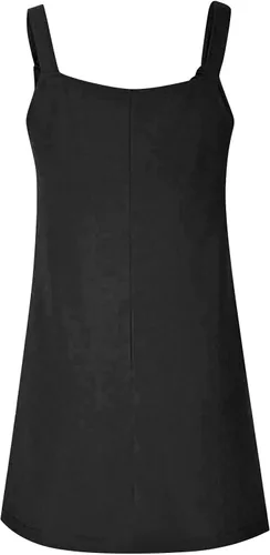 Miniatura 2 de Soild Color Pinafore - Delantal de cuello cuadrado, vestido de trabajo de jardín para mujer, vestido midi con tirantes para ocultar el vientre