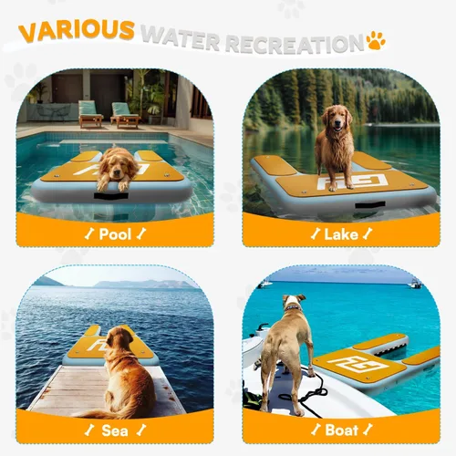 Miniatura 6 de Rampa de piscina para perros, rampa de agua para mascotas de 60 x 40 pulgadas, escalera para perros grandes de hasta 230 libras, 95% de área grande