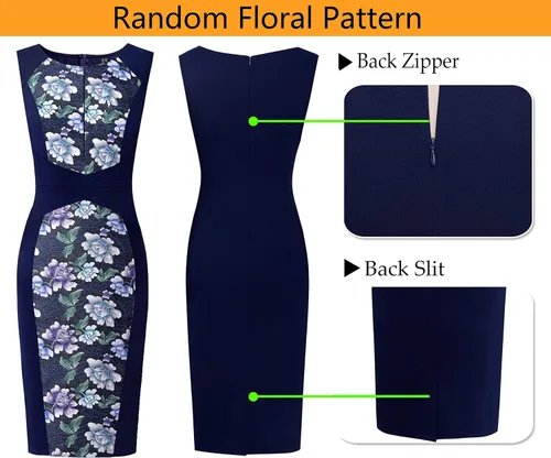 Miniatura 6 de VFSHOW - Vestido tipo tubo con cremallera frontal para mujer, para el trabajo, oficina, negocios, fiesta o cóctel