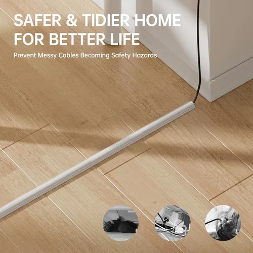 Miniatura 5 de Kit de ocultación de cables Delamu para pared con adhesivo, cubierta de alambre de múltiples funciones, 42.5 pulgadas para ocultar cables en Blanco