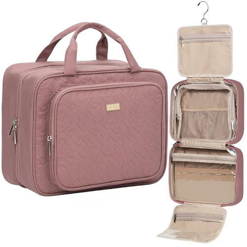 Miniatura 9 de NISHEL Neceser de viaje para mujer, organizador de artículos esenciales de maquillaje, estuche colgante para accesorios, cosméticos, Egeo-azul, M