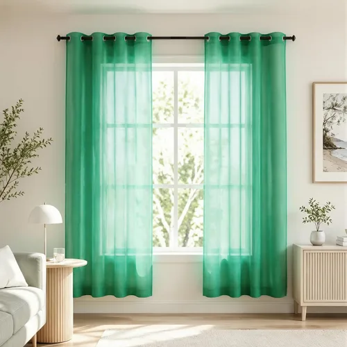Miniatura 56 de KOUFALL Cortinas traslúcidas de 120 pulgadas de 2 paneles con ojales, juego extra largo de 10 pies de largo, cortinas altas para ventana grande, 52